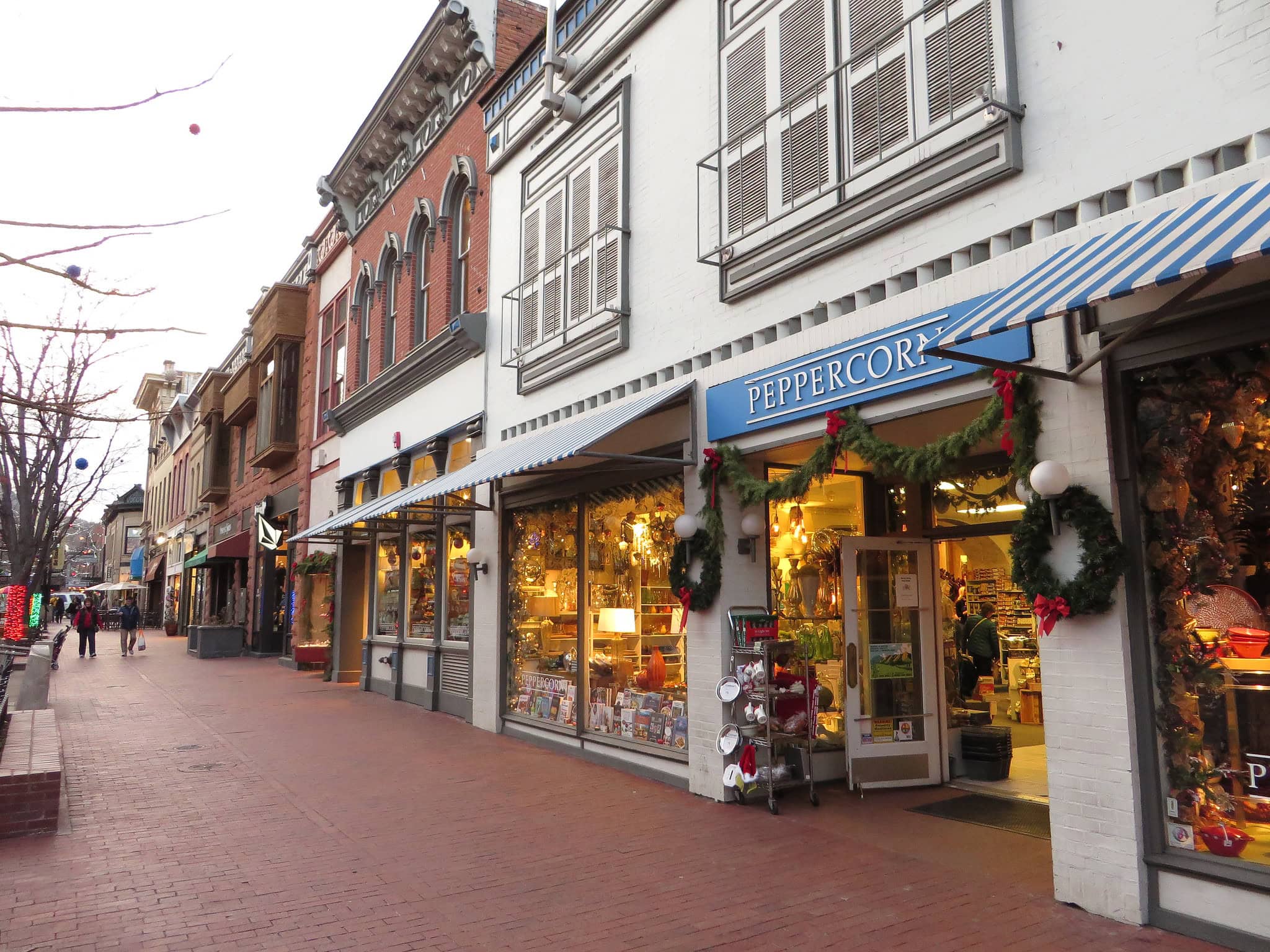 Around Boulder: Activities in Town 2 Peppercorn on Pearl Street Mall near CU Boulder Campus. Pearl Street is one of many Boulder activities and things to do indoors when it is snowy or hot.