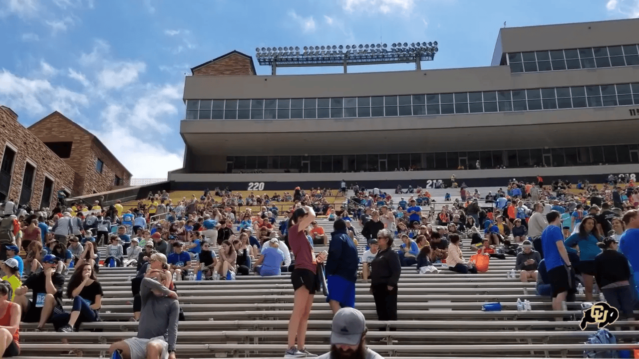 Interior view showing folsom field's largely single-tier seating, no split deck